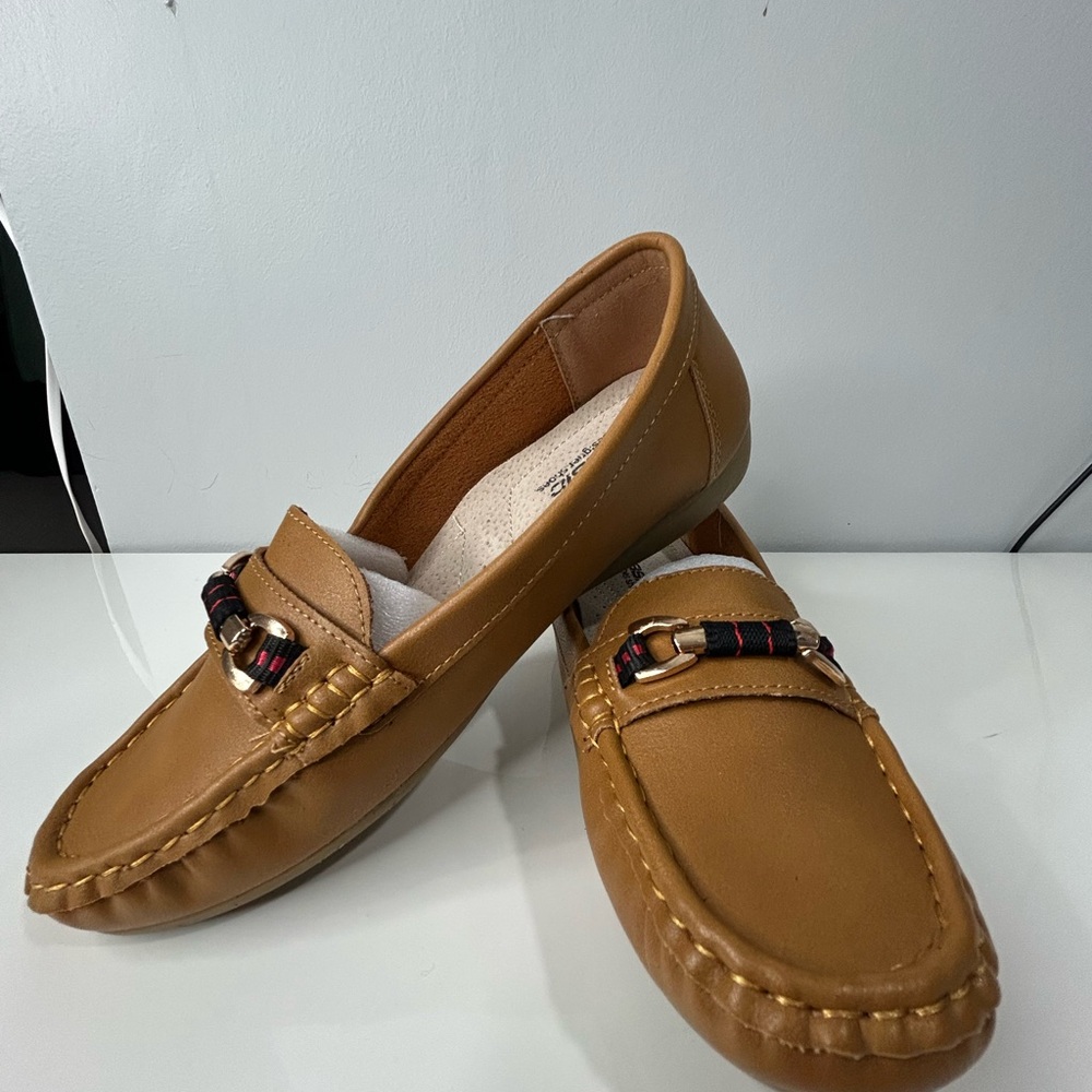 Jabasic Tan Moccasins with Metal Hardware
